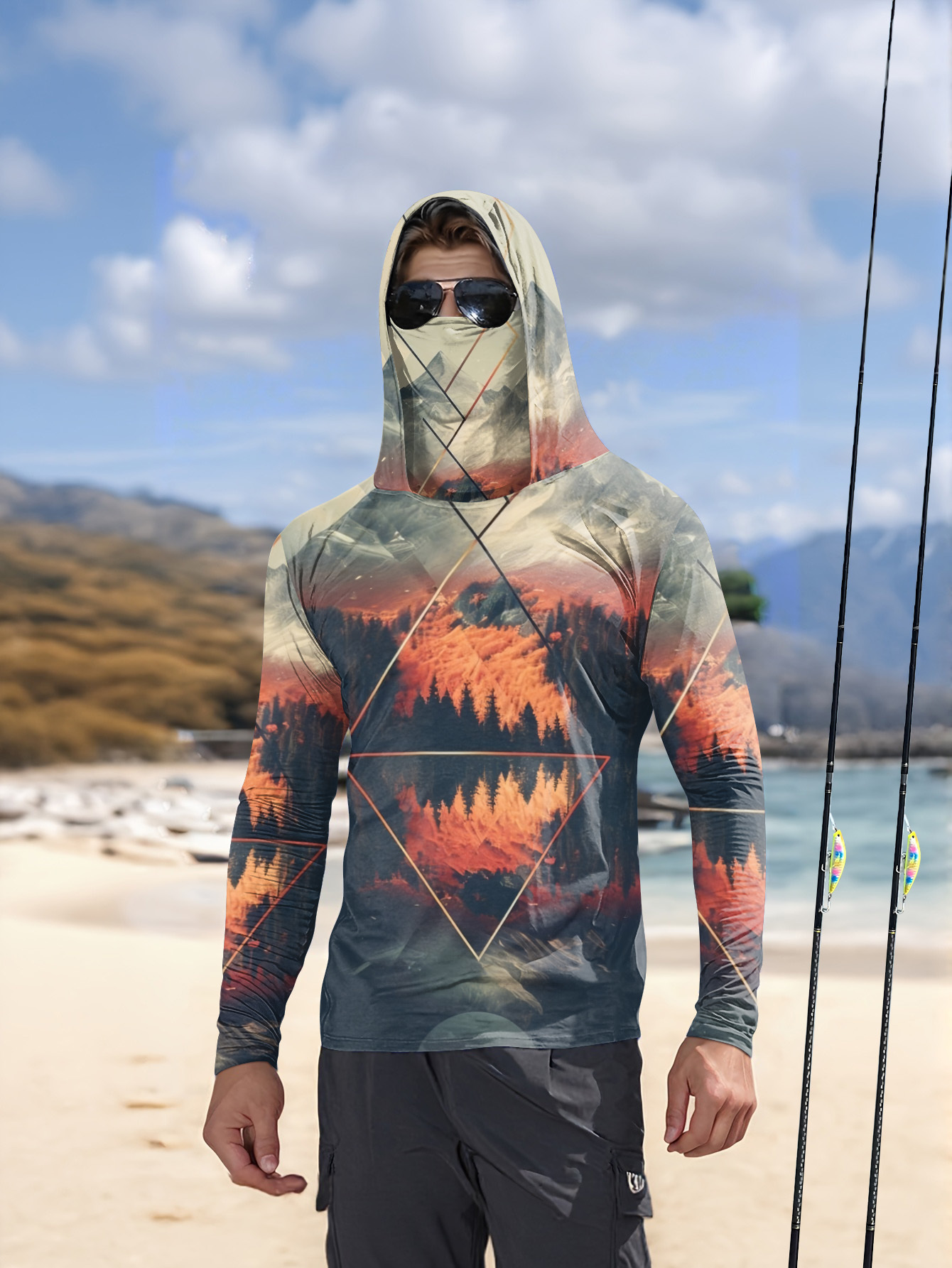 Summer Clothing Trends - Outdoor-Anglerhoodie für Herren mit integrierter Gesichtsmaske,