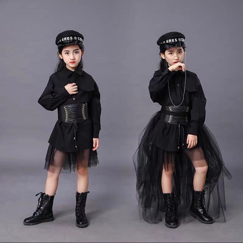 Summer Clothing Girl - Schwarzer Anzug für Kinder, Mädchen, Modell,