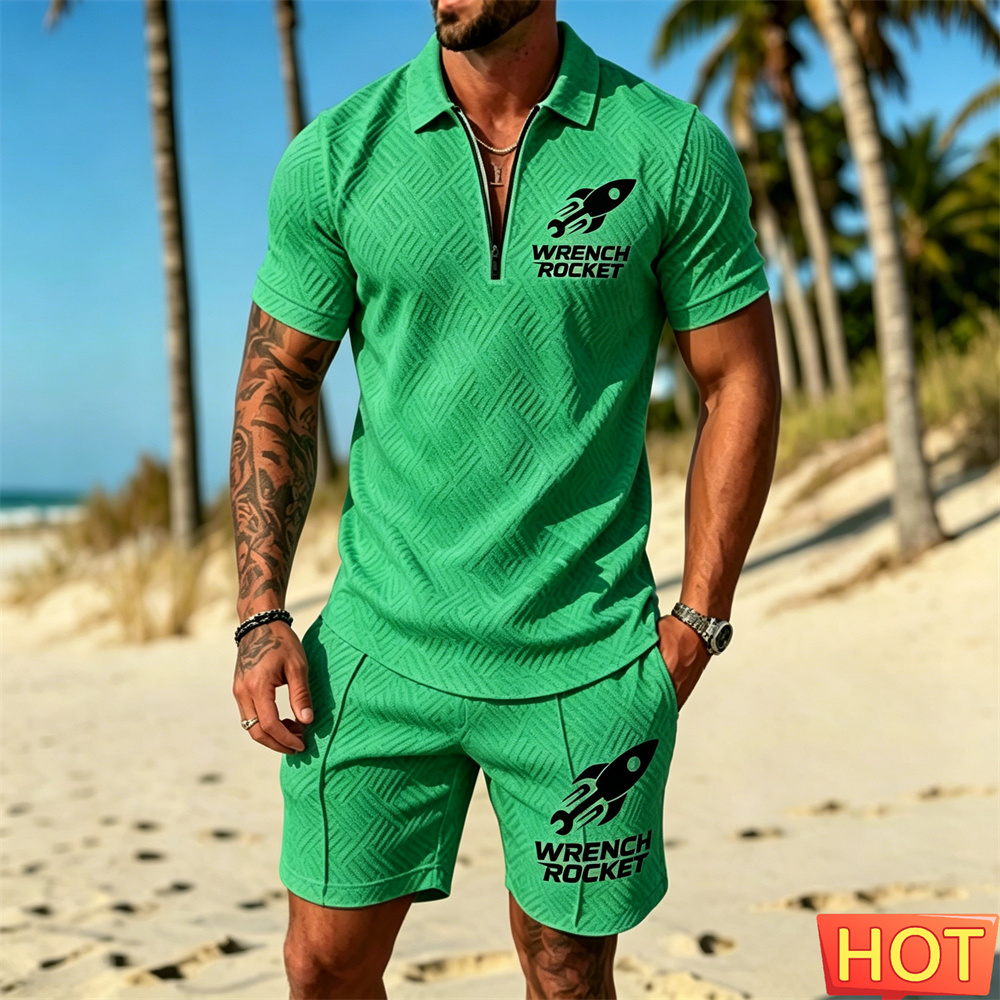 Summer Vacation Clothing Men - Sommeroutfit Herren, Herren-Urlaubs-Polo-Set, Freizeitkleidung, zweiteiliges Set
