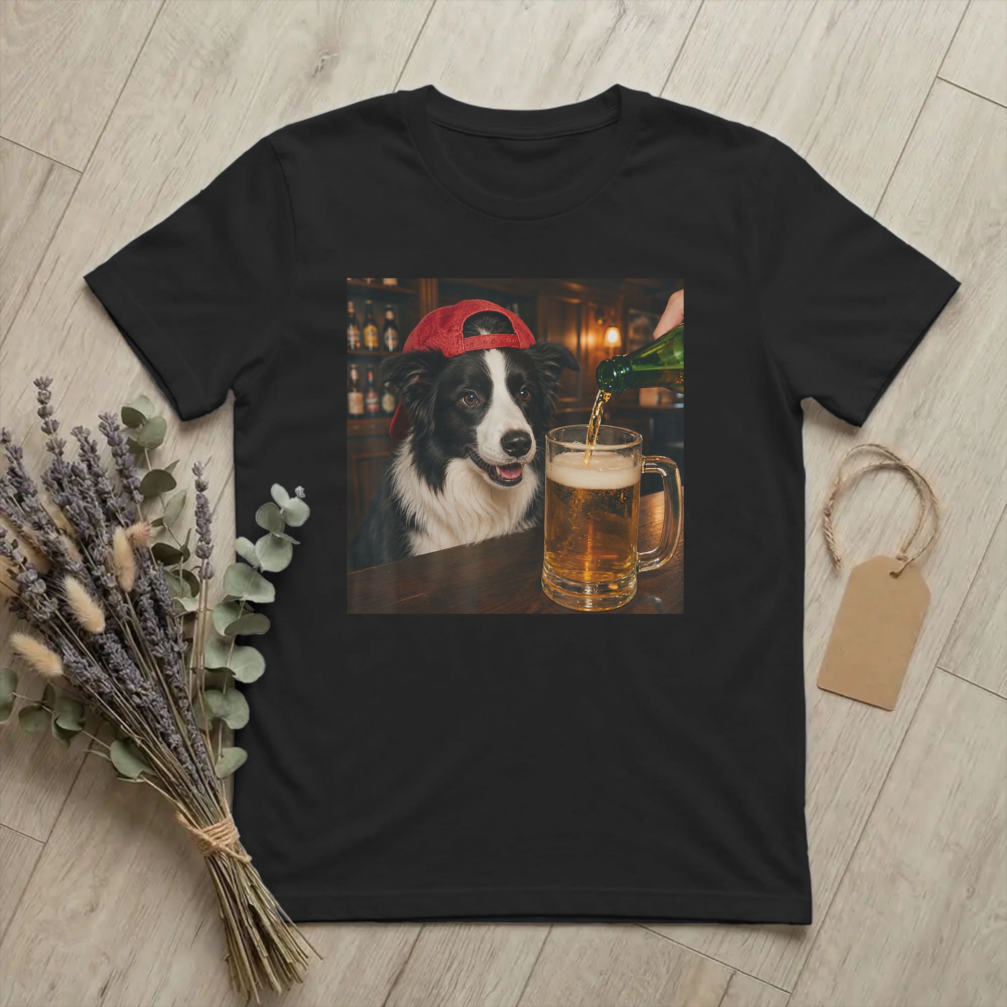 Summer Clothing Ideas Men - Herren-T-Shirts mit Border Collie, der Bier