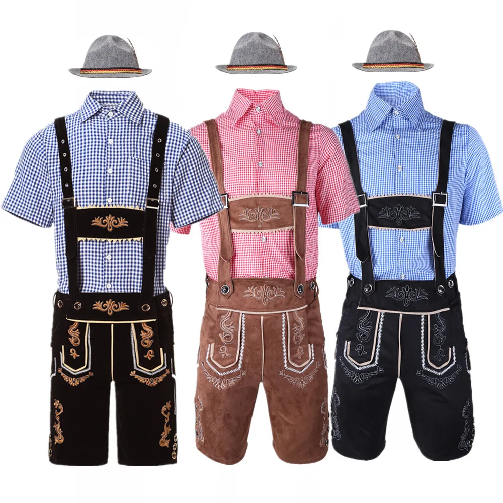 Summer Vacation Clothing Men - Männliches deutsches Oktoberfest Lederhosen Kostüm Kurzarm