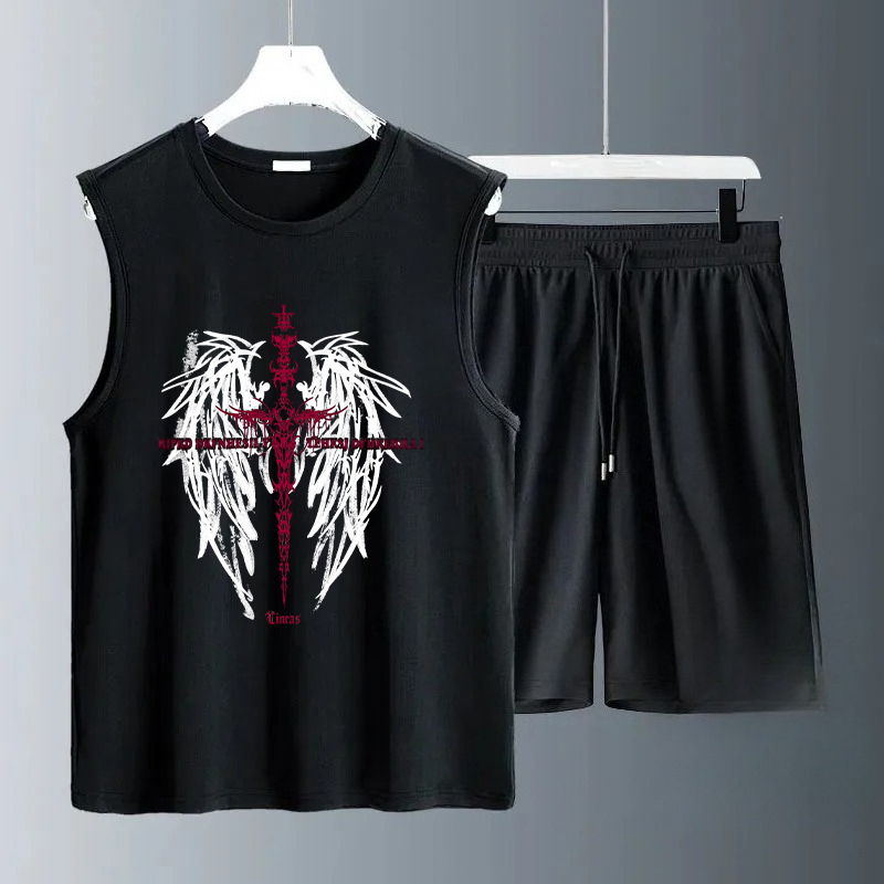 Summer Clothing Us - Herren-Tanktop-Sets 2026 Sommer Schnelltrocknende Sportbekleidung Strand-Laufanzug
