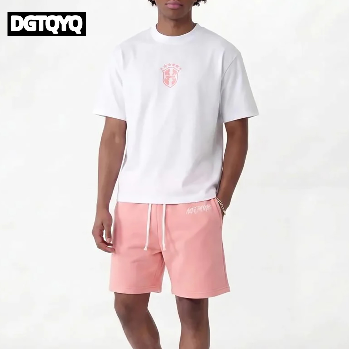 Summer Clothing Modest - Herren Sommer Neuheit: Rosa Bestickte Freizeitshorts,