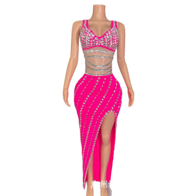 Summer Clothing Resort - Luxuriöses Heißes Diamant-Glamour-Trägerkleid Partykleidung Strandresort Nachtclub