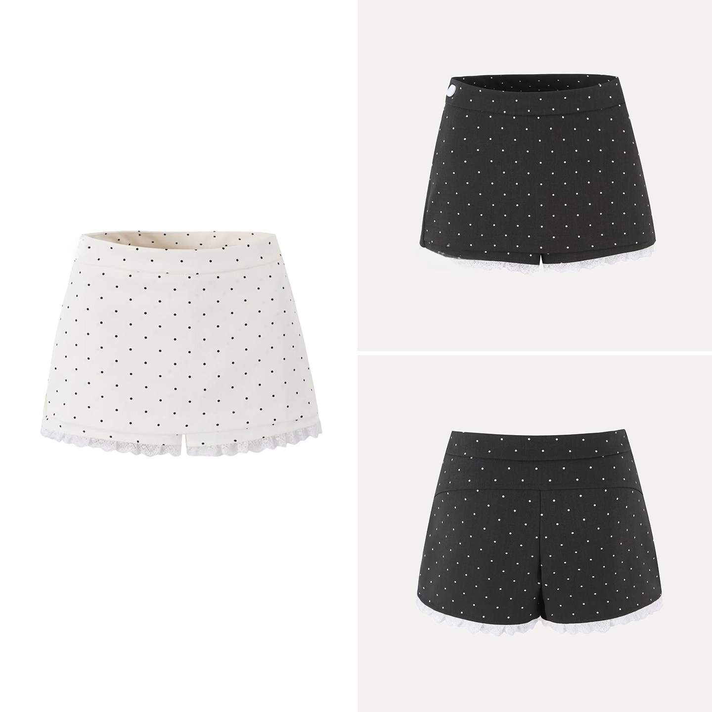 Summer Line Clothing Brand - Modische gepunktete Spitzen-A-Linien-Kurzhose für Damen, Sommer