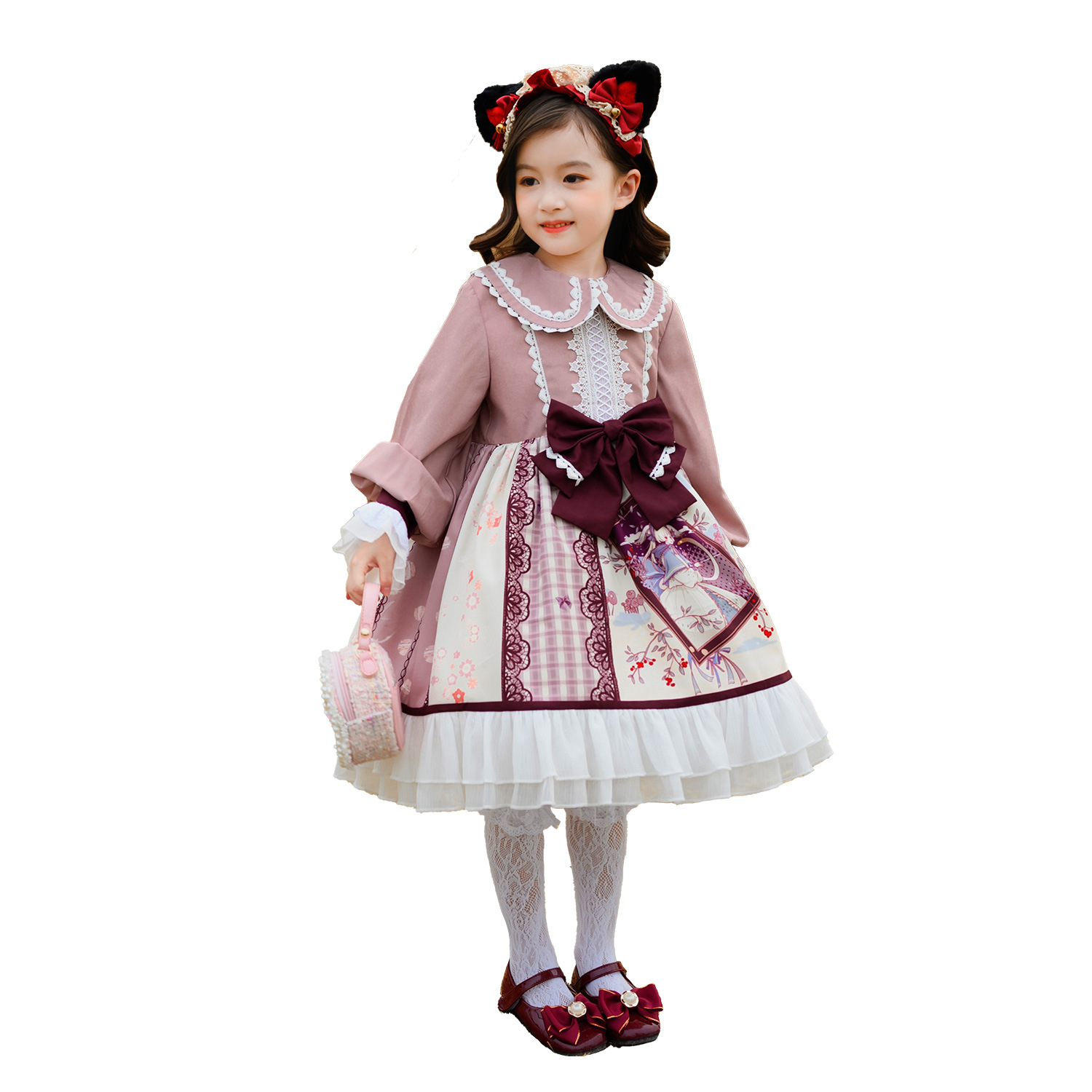 Summer Clothing Girl - Kinder-Lolita-Kleidung Langärmliges Prinzessinnenkleid Frühling und Sommer
