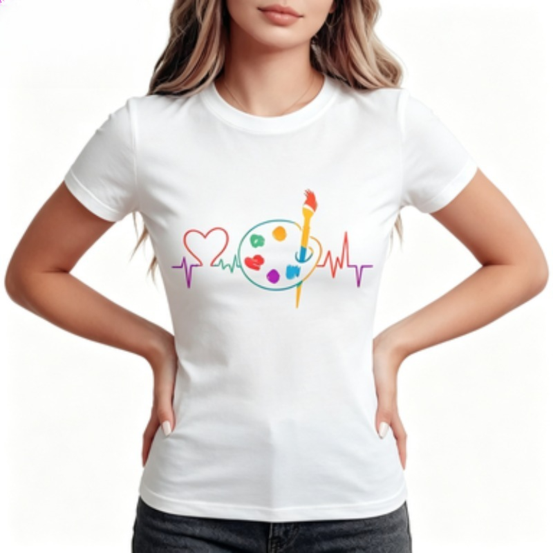 Summer Clothing Palette - Buntes geometrisches Damen-T-Shirt mit Rundhalsausschnitt und