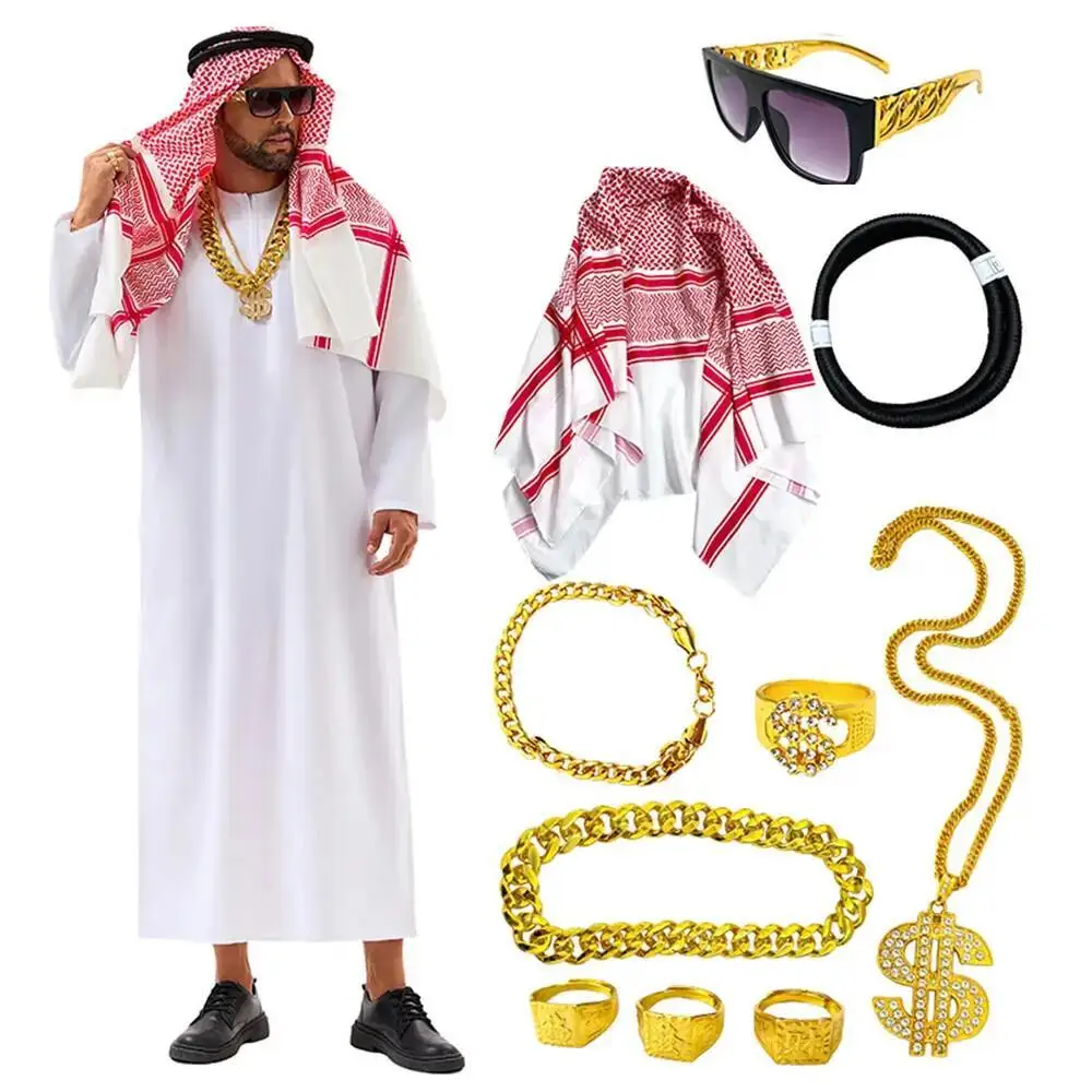 Summer Vacation Clothing Men - Arabisches Dubai-Kostüm VAE Scheich Cosplay Weiße