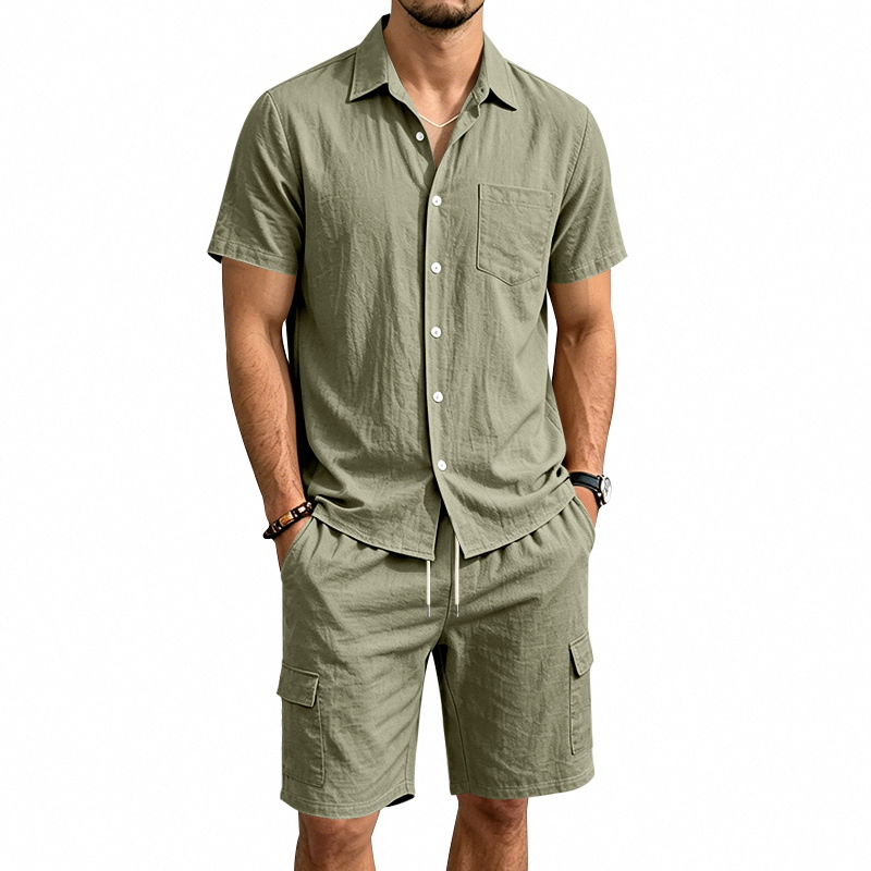 Summer Clothing Trends - Herren Sommer Amerikanisches Leinen Zweiteiler Set