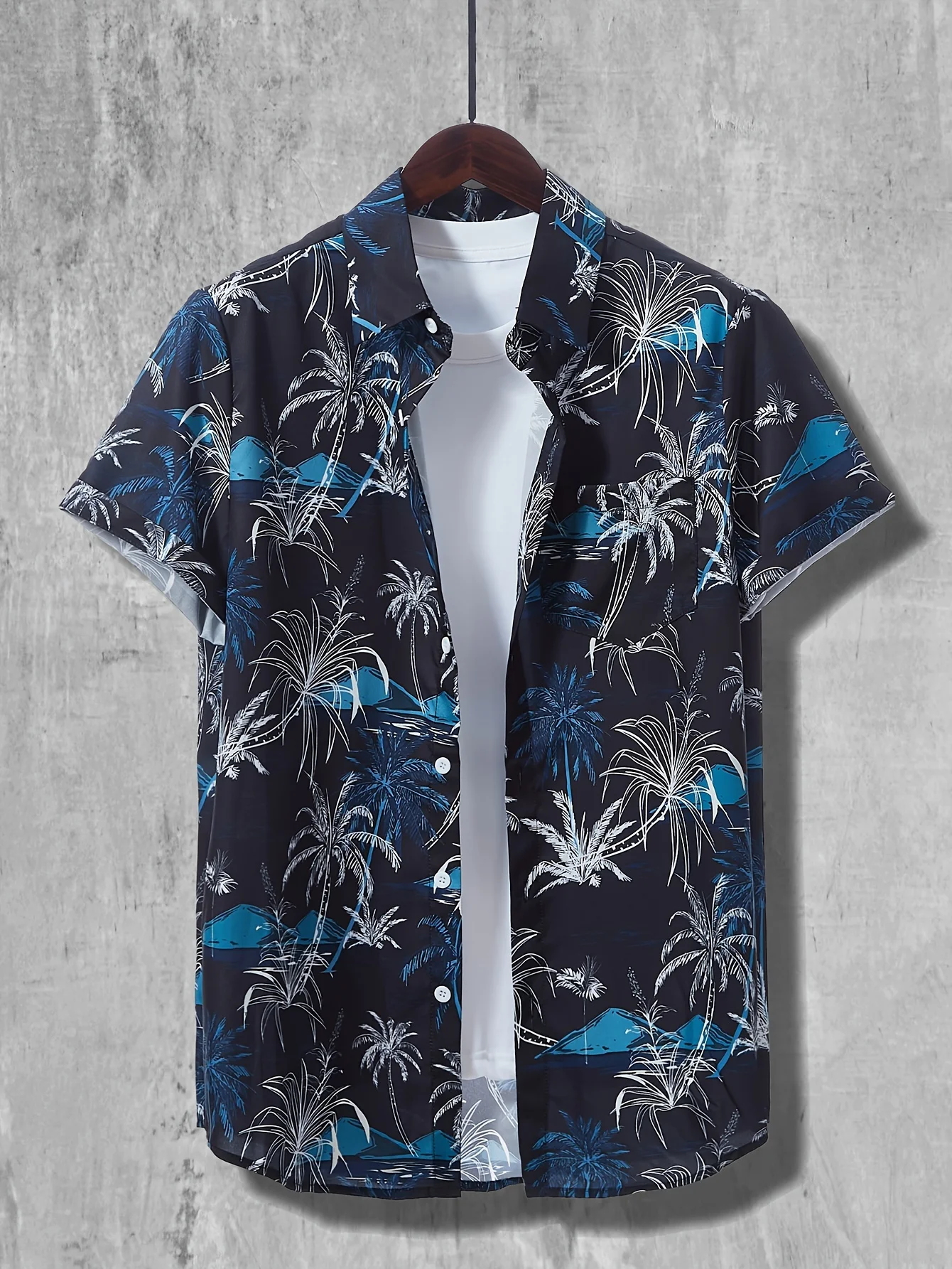 Summer Clothing Resort - Hawaiihemd mit Kokospalmen-Print, lässiges Herrenhemd mit