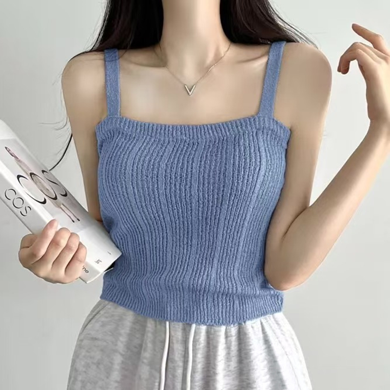 Summer Clothing Teens - Gestricktes Cami-Top für Damen, Teenager-Mädchen, pastellfarbenes,
