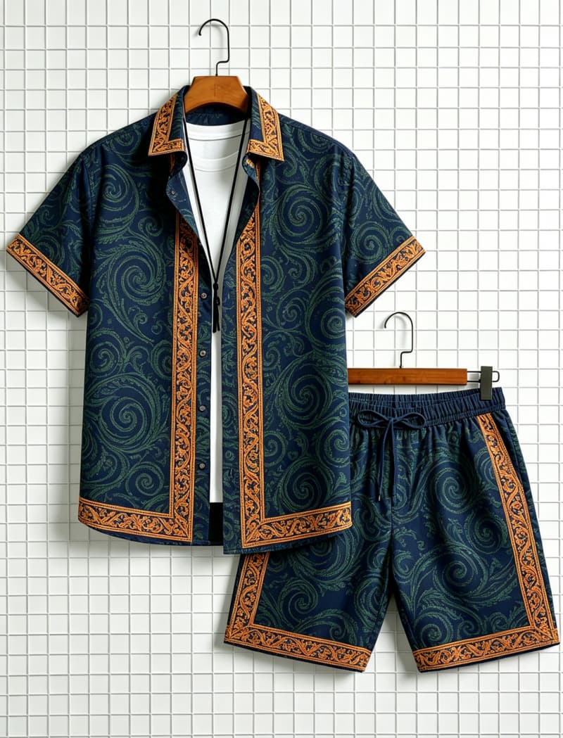 Herren-Set mit ethnisch bedruc – Summer Clothing Trends Bewertung und Preis