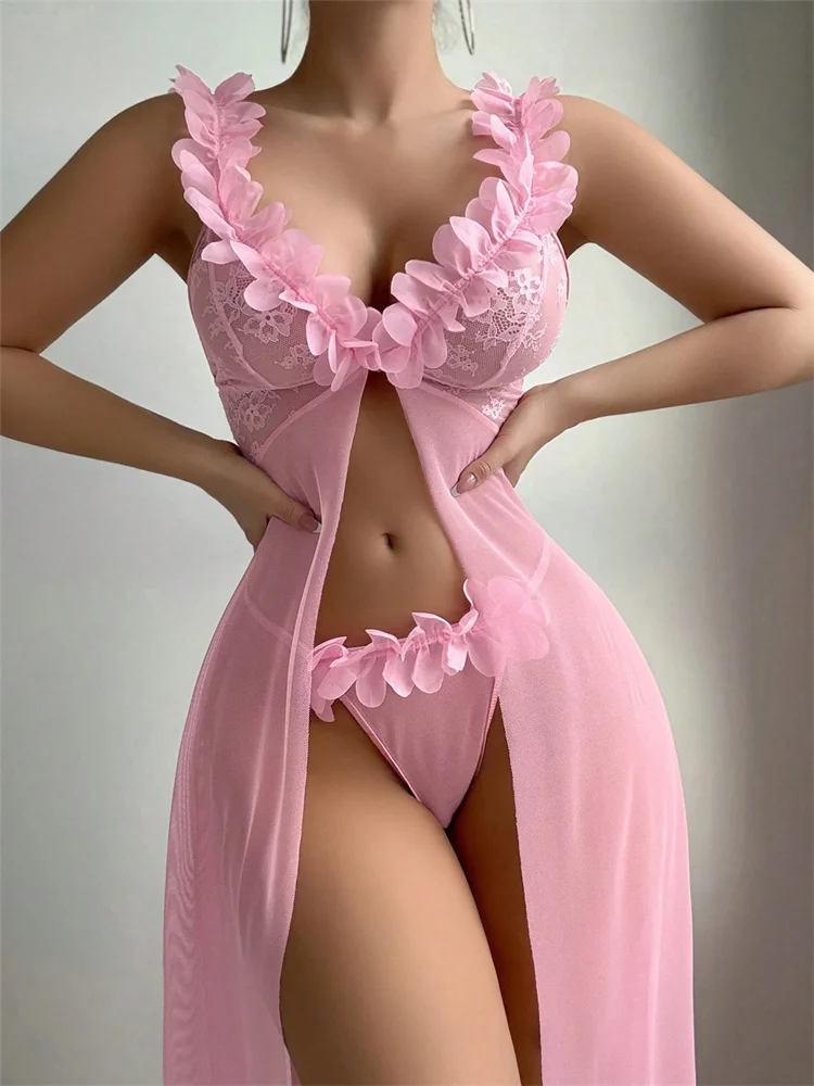 Rosa Blumenmuster Sexy Nachthe – Summer Clothing Ladies Bewertung und Preis