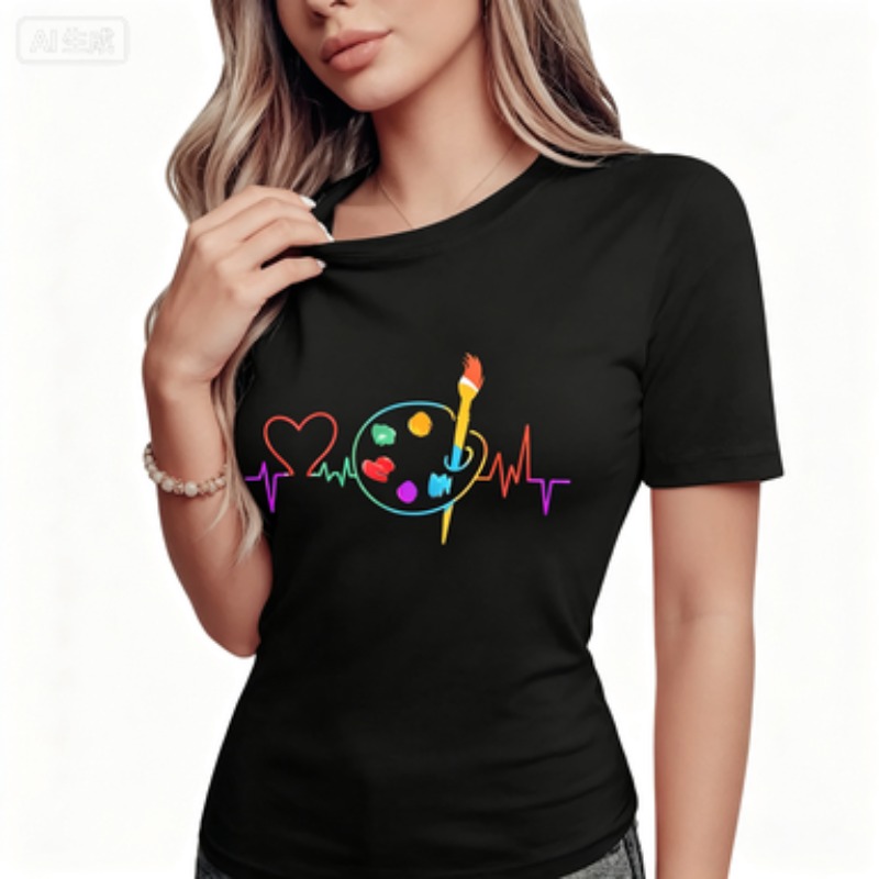 Buntes geometrisches Damen-T-S – Summer Clothing Palette Bewertung und Preis
