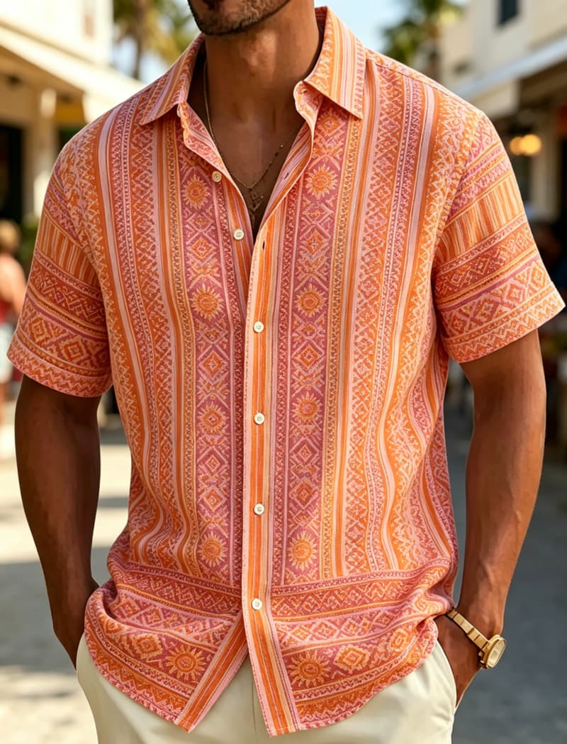 Herren Kurzarmhemd mit Revers, – Summer Clothing Resort Bewertung und Preis